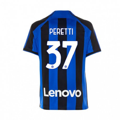 Kandiny Niño Camiseta Lorenzo Peretti #37 Azul Real Negro 1ª Equipación 2022/23 La Camisa Chile