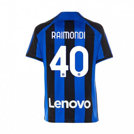 Kandiny Niño Camiseta Paolo Raimondi #40 Azul Real Negro 1ª Equipación 2022/23 La Camisa Chile