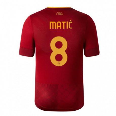 Kandiny Niño Camiseta Nemanja Matic #8 Marrón Rojo 1ª Equipación 2022/23 La Camisa Chile