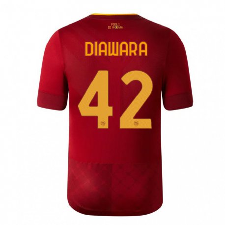 Kandiny Niño Camiseta Amadou Diawara #42 Marrón Rojo 1ª Equipación 2022/23 La Camisa Chile