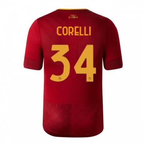 Kandiny Niño Camiseta Alice Corelli #34 Marrón Rojo 1ª Equipación 2022/23 La Camisa Chile