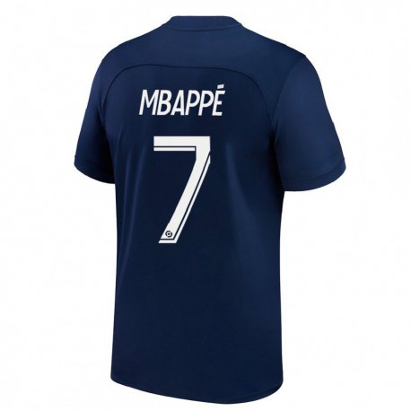Kandiny Niño Camiseta Kylian Mbappe #7 Azul Oscuro Rojo 1ª Equipación 2022/23 La Camisa Chile