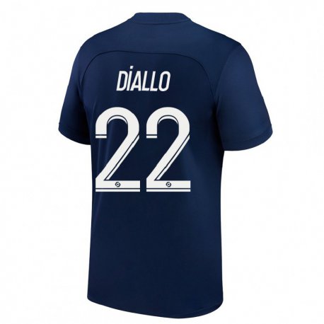 Kandiny Niño Camiseta Abdou Diallo #22 Azul Oscuro Rojo 1ª Equipación 2022/23 La Camisa Chile