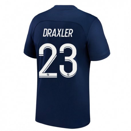 Kandiny Niño Camiseta Julian Draxler #23 Azul Oscuro Rojo 1ª Equipación 2022/23 La Camisa Chile