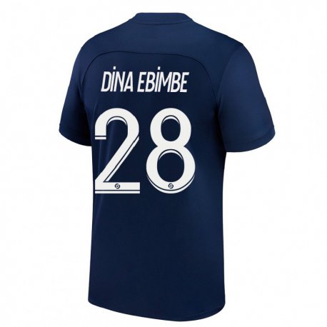 Kandiny Niño Camiseta Eric Junior Dina Ebimbe #28 Azul Oscuro Rojo 1ª Equipación 2022/23 La Camisa Chile