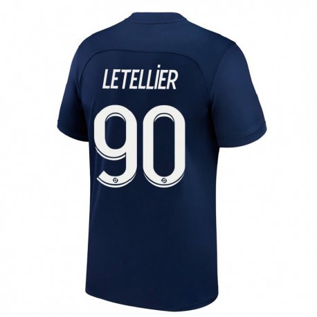 Kandiny Niño Camiseta Alexandre Letellier #90 Azul Oscuro Rojo 1ª Equipación 2022/23 La Camisa Chile
