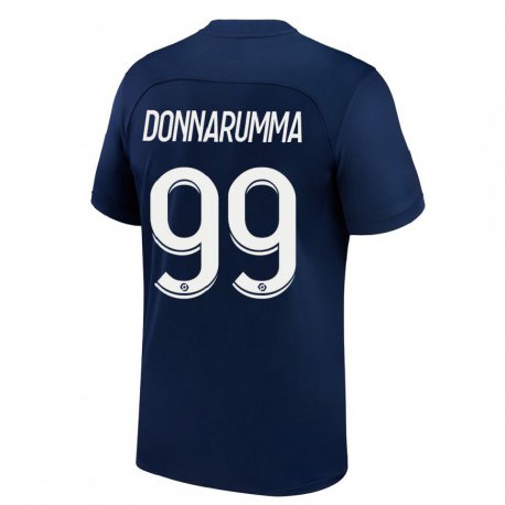 Kandiny Niño Camiseta Gianluigi Donnarumma #99 Azul Oscuro Rojo 1ª Equipación 2022/23 La Camisa Chile
