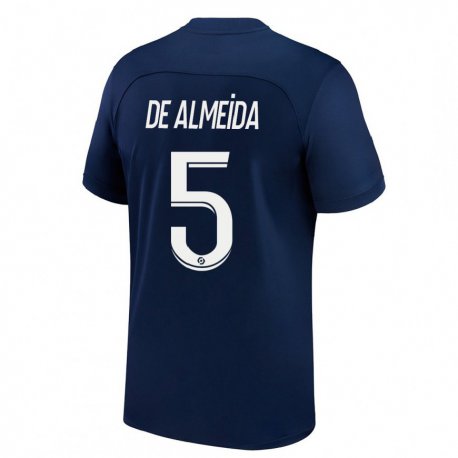Kandiny Niño Camiseta Elisa De Almeida #5 Azul Oscuro Rojo 1ª Equipación 2022/23 La Camisa Chile