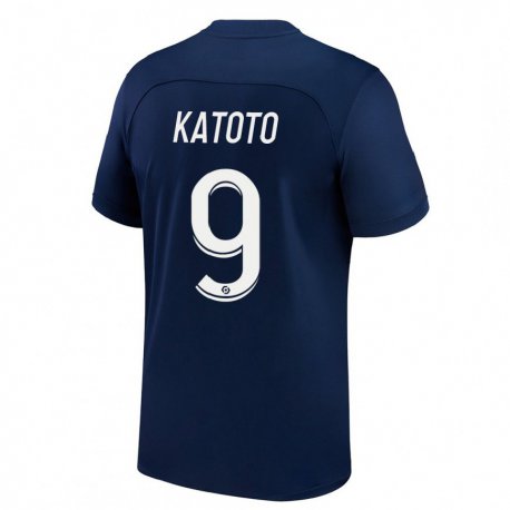 Kandiny Niño Camiseta Marie-Antoinette Katoto #9 Azul Oscuro Rojo 1ª Equipación 2022/23 La Camisa Chile