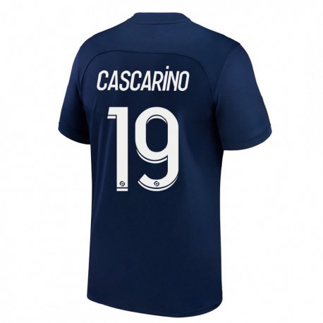 Kandiny Niño Camiseta Estelle Cascarino #19 Azul Oscuro Rojo 1ª Equipación 2022/23 La Camisa Chile