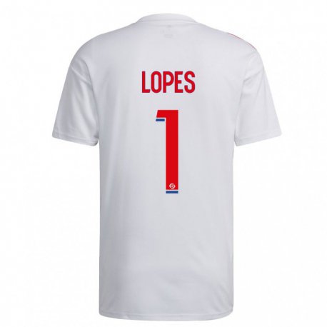 Kandiny Niño Camiseta Anthony Lopes #1 Blanco Azul Rojo 1ª Equipación 2022/23 La Camisa Chile