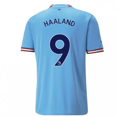 Kandiny Niño Camiseta Erling Haaland #9 Azul Rojo 1ª Equipación 2022/23 La Camisa Chile