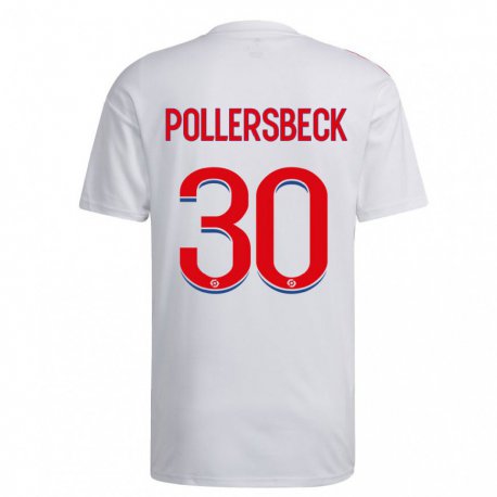 Kandiny Niño Camiseta Julian Pollersbeck #30 Blanco Azul Rojo 1ª Equipación 2022/23 La Camisa Chile