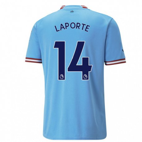 Kandiny Niño Camiseta Aymeric Laporte #14 Azul Rojo 1ª Equipación 2022/23 La Camisa Chile