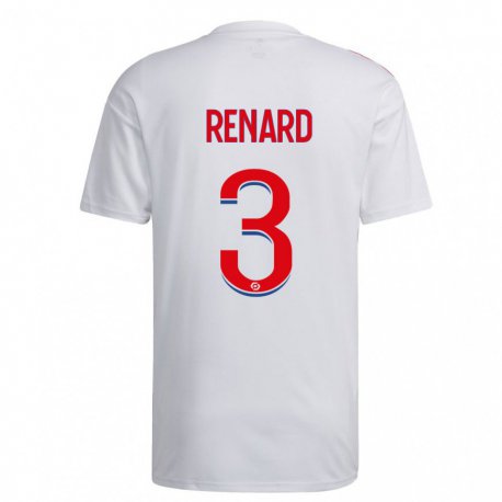 Kandiny Niño Camiseta Wendie Renard #3 Blanco Azul Rojo 1ª Equipación 2022/23 La Camisa Chile