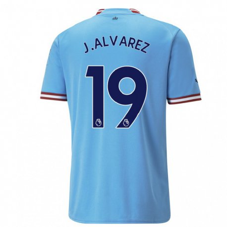 Kandiny Niño Camiseta Julian Alvarez #19 Azul Rojo 1ª Equipación 2022/23 La Camisa Chile