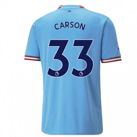 Kandiny Niño Camiseta Scott Carson #33 Azul Rojo 1ª Equipación 2022/23 La Camisa Chile