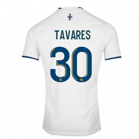 Kandiny Niño Camiseta Nuno Tavares #30 Zafiro Blanco 1ª Equipación 2022/23 La Camisa Chile