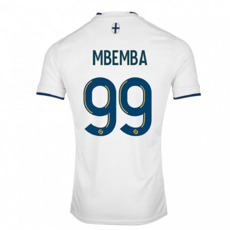 Kandiny Niño Camiseta Chancel Mbemba #99 Zafiro Blanco 1ª Equipación 2022/23 La Camisa Chile
