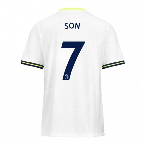 Kandiny Niño Camiseta Heung-min Son #7 Blanco Verde 1ª Equipación 2022/23 La Camisa Chile