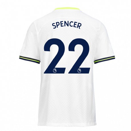 Kandiny Niño Camiseta Rebecca Spencer #22 Blanco Verde 1ª Equipación 2022/23 La Camisa Chile