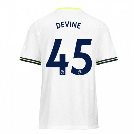 Kandiny Niño Camiseta Alfie Devine #45 Blanco Verde 1ª Equipación 2022/23 La Camisa Chile