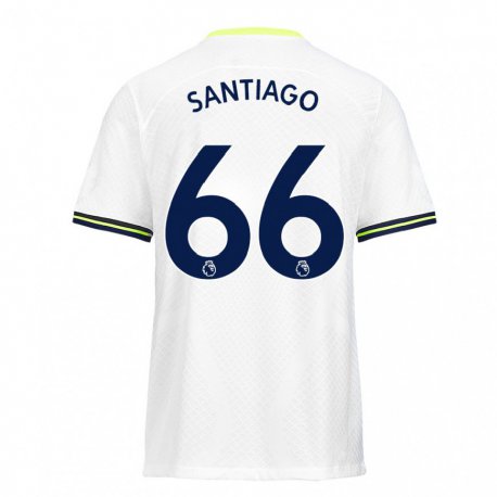 Kandiny Niño Camiseta Yago Santiago #66 Blanco Verde 1ª Equipación 2022/23 La Camisa Chile