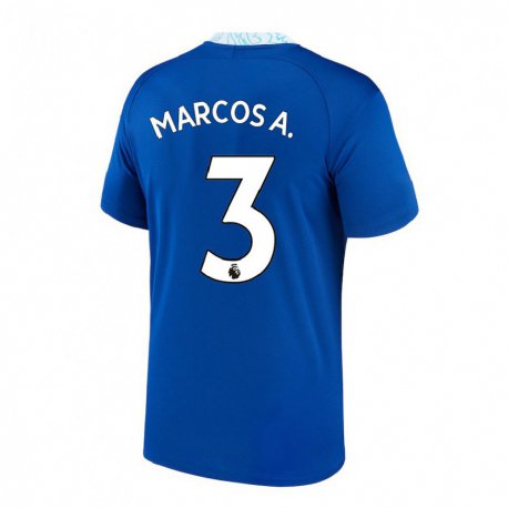 Kandiny Niño Camiseta Marcos Alonso #3 Azul Oscuro 1ª Equipación 2022/23 La Camisa Chile