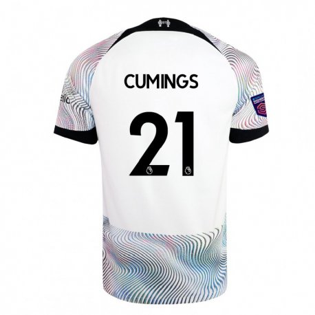 Kandiny Niño Camiseta Eartha Cumings #21 Blanco Colorido 2ª Equipación 2022/23 La Camisa Chile