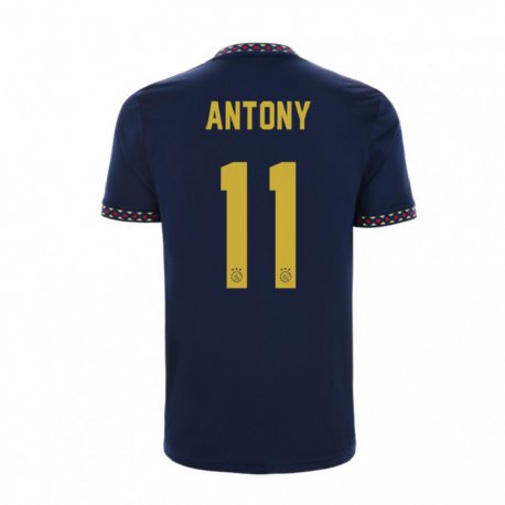 Kandiny Niño Camiseta Antony #11 Azul Oscuro 2ª Equipación 2022/23 La Camisa Chile