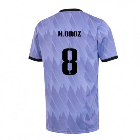 Kandiny Niño Camiseta Maite Oroz #8 Púrpura Negro 2ª Equipación 2022/23 La Camisa Chile