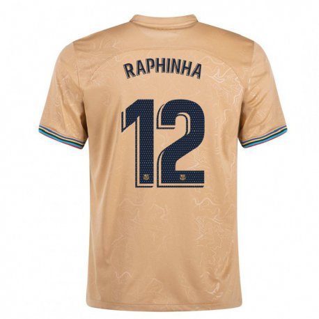 Kandiny Niño Camiseta Raphinha #12 Oro 2ª Equipación 2022/23 La Camisa Chile