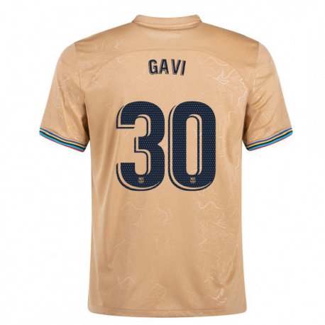 Kandiny Niño Camiseta Gavi #30 Oro 2ª Equipación 2022/23 La Camisa Chile