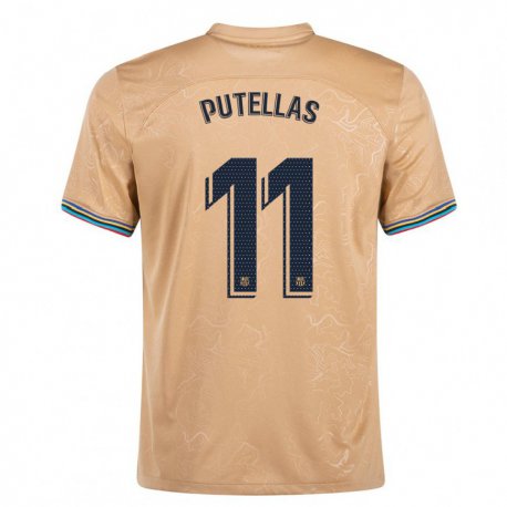 Kandiny Niño Camiseta Alexia Putellas #11 Oro 2ª Equipación 2022/23 La Camisa Chile