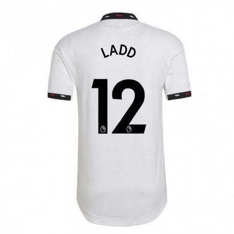 Kandiny Niño Camiseta Hayley Ladd #12 Blanco 2ª Equipación 2022/23 La Camisa Chile