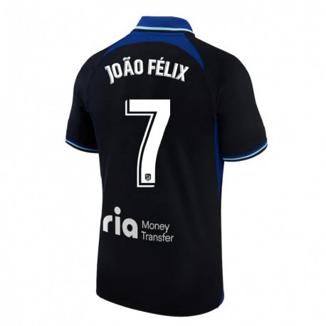 Kandiny Niño Camiseta Joao Felix #7 Negro Blanco Azul 2ª Equipación 2022/23 La Camisa Chile