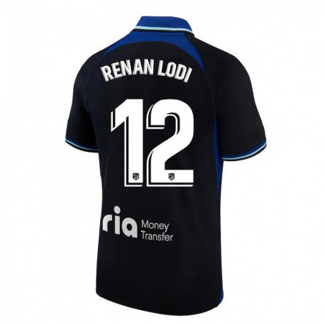 Kandiny Niño Camiseta Renan Lodi #12 Negro Blanco Azul 2ª Equipación 2022/23 La Camisa Chile