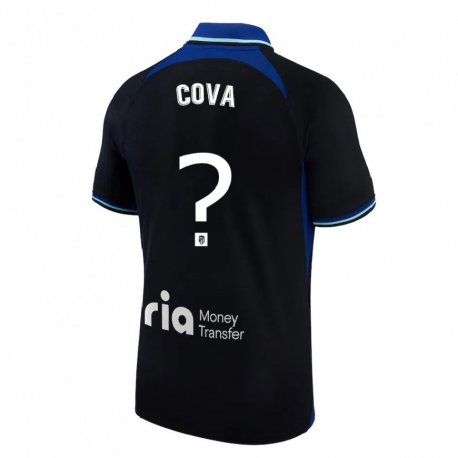 Kandiny Niño Camiseta Adrian Cova #0 Negro Blanco Azul 2ª Equipación 2022/23 La Camisa Chile