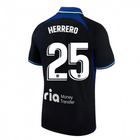 Kandiny Niño Camiseta Alex Herrero #25 Negro Blanco Azul 2ª Equipación 2022/23 La Camisa Chile