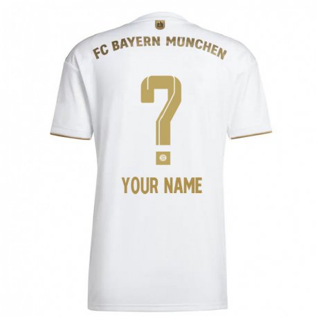 Kandiny Niño Camiseta Su Nombre #0 Oro Blanco 2ª Equipación 2022/23 La Camisa Chile