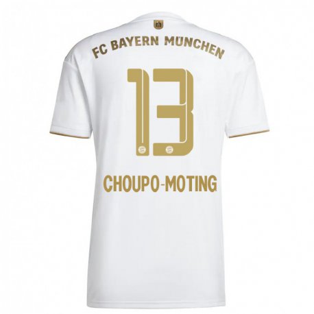 Kandiny Niño Camiseta Eric Maxim Choupo-Moting #13 Oro Blanco 2ª Equipación 2022/23 La Camisa Chile
