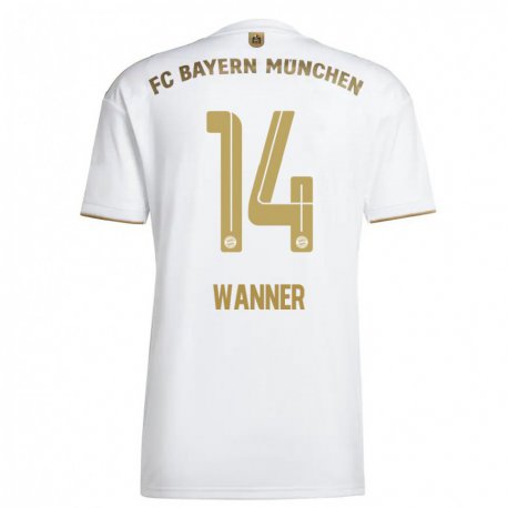 Kandiny Niño Camiseta Paul Wanner #14 Oro Blanco 2ª Equipación 2022/23 La Camisa Chile