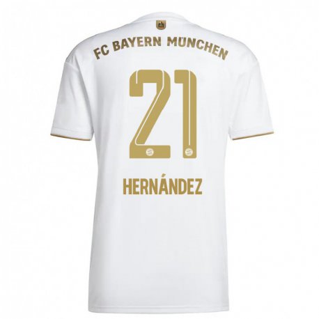 Kandiny Niño Camiseta Lucas Hernández #21 Oro Blanco 2ª Equipación 2022/23 La Camisa Chile