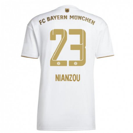 Kandiny Niño Camiseta Tanguy Nianzou #23 Oro Blanco 2ª Equipación 2022/23 La Camisa Chile
