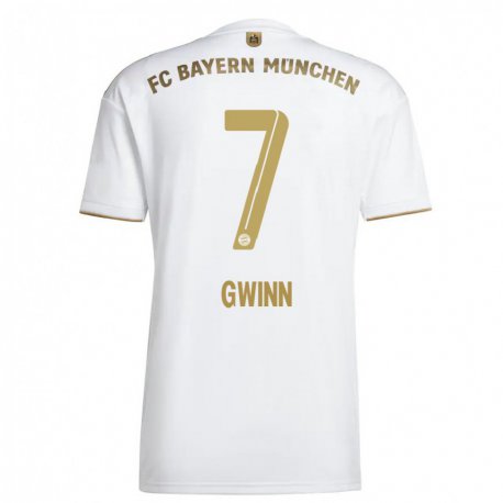 Kandiny Niño Camiseta Giulia Gwinn #7 Oro Blanco 2ª Equipación 2022/23 La Camisa Chile