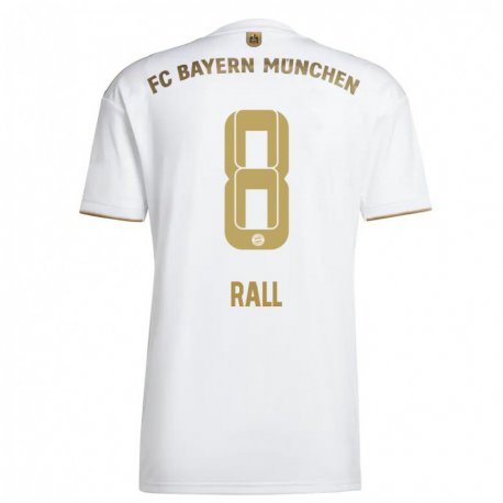 Kandiny Niño Camiseta Maximiliane Rall #8 Oro Blanco 2ª Equipación 2022/23 La Camisa Chile