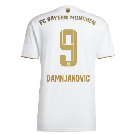 Kandiny Niño Camiseta Jovana Damnjanovic #9 Oro Blanco 2ª Equipación 2022/23 La Camisa Chile