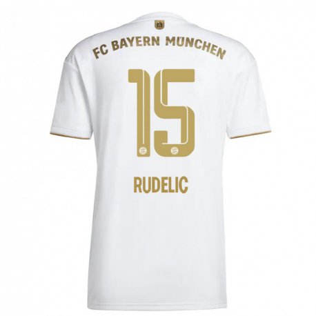 Kandiny Niño Camiseta Ivana Rudelic #15 Oro Blanco 2ª Equipación 2022/23 La Camisa Chile