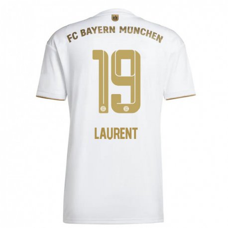 Kandiny Niño Camiseta Emelyne Laurent #19 Oro Blanco 2ª Equipación 2022/23 La Camisa Chile