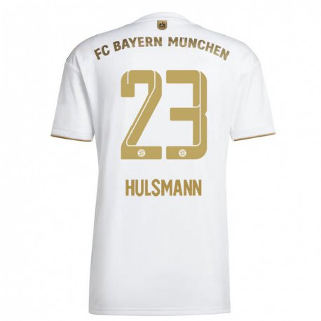 Kandiny Niño Camiseta Tom Hulsmann #23 Oro Blanco 2ª Equipación 2022/23 La Camisa Chile